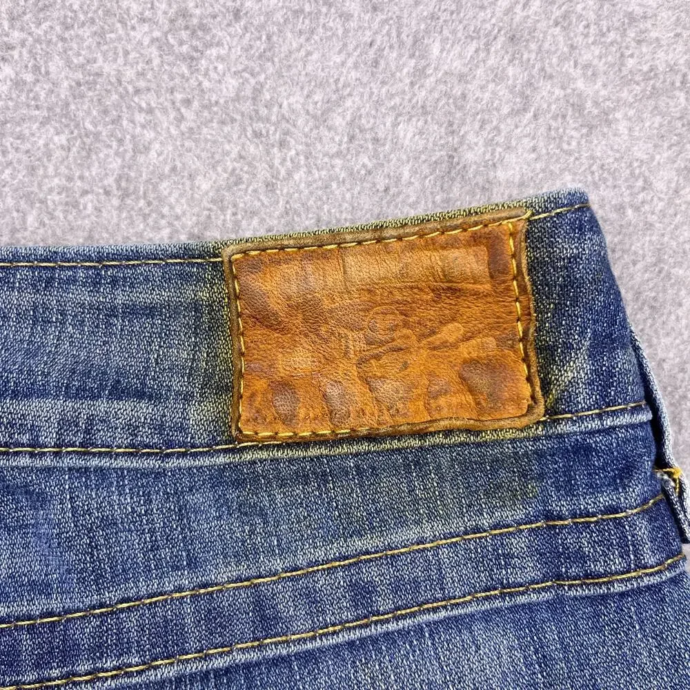 Vintage True Religion Jeans Yellow Stitching Flap Pocket USA Made 34x25 (Hemmed)